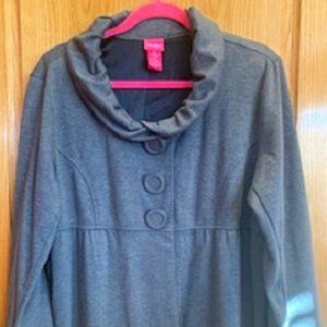 Du Jour Gray Jacket Snap Front Shawl Round Collar Polyester Blend Sz XL